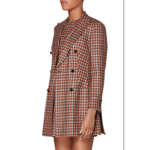 #3 SUISTUDIO | NWT Joss Check Double Breasted Wool & Silk Long Jacket Size 10 - Picture 2 of 14